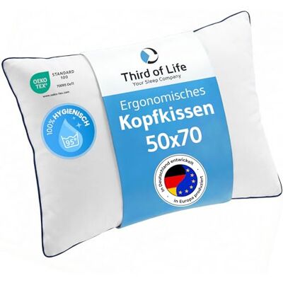 Third of Life Kopfkissen 50x70, inSPIRO, ergonomisches Schlafkissen, pillow made in EU Premium Kissen von Schlafexperten entwickelt, für Seitenschläfer, Rückenschläfer, Bauchschläfer, HWS Nackenkissen 50 x 70 Third of Life Kopfkissen 50x70, inSPIRO, ergonomisches Schlafkissen, pillow made in EU Premium Kissen von Schlafexperten entwickelt, für Seitenschläfer, Rückenschläfer, Bauchschläfer, HWS Nackenkissen 50 x 70