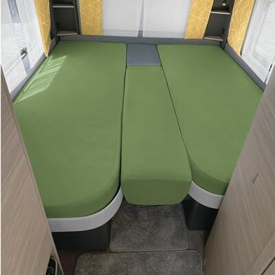 Erwin Müller Spannbettlaken 3er-Set für Wohnmobil oder Wohnwagen Heckbett, grün Größe 70x190 cm 85x210 cm (2X) + 35x130-50x145 Multi-Stretch Jersey Erwin Müller Spannbettlaken 3er-Set für Wohnmobil oder Wohnwagen Heckbett, grün Größe 70x190 cm 85x210 cm (2X) + 35x130-50x145 Multi-Stretch Jersey