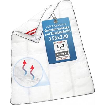 Third of Life Luxus Bettdecke 155x220 cm, Ganzjahresdecke mit OptiSleep®-Technologie Flauschige Steppdecke mit Ventilationsstreifen, atmungsaktive Hohlfaser, Ganzjahresbettdecke mit Zusatz warme Füße 155 x 220 Third of Life Luxus Bettdecke 155x220 cm, Ganzjahresdecke mit OptiSleep®-Technologie Flauschige Steppdecke mit Ventilationsstreifen, atmungsaktive Hohlfaser, Ganzjahresbettdecke mit Zusatz warme Füße 155 x 220