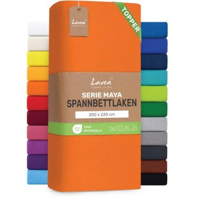 Lavea ® Topper Spannbettlaken 200x220 cm Abendrot Maya 100% Jersey Baumwolle – Weiches Spannbetttuch Topper bis 10 cm, atmungsaktives Bettlaken, formstabil & pflegeleicht Lavea ® Topper Spannbettlaken 200x220 cm Abendrot Maya 100% Jersey Baumwolle – Weiches Spannbetttuch Topper bis 10 cm, atmungsaktives Bettlaken, formstabil & pflegeleicht