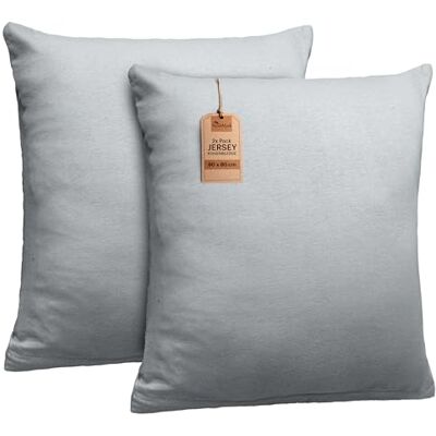 NatureMark 2er Set Jersey Kissenbezüge – Elastisch, weich, atmungsaktiv und hautfreundlich – Waschbare Kissenhülle 80x80 – Silber Grau NatureMark 2er Set Jersey Kissenbezüge – Elastisch, weich, atmungsaktiv und hautfreundlich – Waschbare Kissenhülle 80x80 – Silber Grau