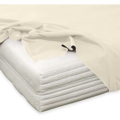 Traumschlaf Feinbiber Haustuch Bettlaken – warmes Winter-Bettlaken aus 100% Baumwolle, flauschig weich, ohne Spannumrandung, geeignet für Matratzen bis ca. 30 cm –150x250 cm – Ecru Traumschlaf Feinbiber Haustuch Bettlaken – warmes Winter-Bettlaken aus 100% Baumwolle, flauschig weich, ohne Spannumrandung, geeignet für Matratzen bis ca. 30 cm –150x250 cm – Ecru
