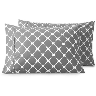 Elegant Comfort Luxuriöses, ultraweiches 2-teiliges Kissenbezug-Set, 1500 Premium-Mikrofaser in Hotelqualität, doppelt gebürstet, knitterfrei, Standard/Queen, Bloomingdale-Muster, Grau Elegant Comfort Luxuriöses, ultraweiches 2-teiliges Kissenbezug-Set, 1500 Premium-Mikrofaser in Hotelqualität, doppelt gebürstet, knitterfrei, Standard/Queen, Bloomingdale-Muster, Grau