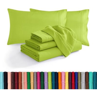 Elegant Comfort Luxuriöses, weiches 1500 Premium-Mikrofaser in Hotelqualität, Knitter- und lichtbeständig, gemütlich, 4-teiliges Bettwäsche-Set, einfaches, rundum elastisches Spannbetttuch, Tiefe Elegant Comfort Luxuriöses, weiches 1500 Premium-Mikrofaser in Hotelqualität, Knitter- und lichtbeständig, gemütlich, 4-teiliges Bettwäsche-Set, einfaches, rundum elastisches Spannbetttuch, Tiefe