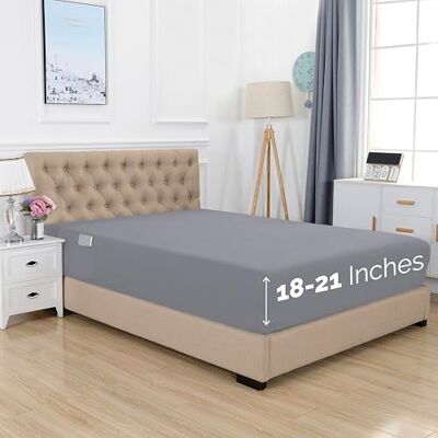 Elegant Comfort Spannbettlaken für Einzelbetten, für hohe Matratzen, luxuriös und weichste Fadenzahl 1500 ägyptische Qualität, Kingsize, Grau Elegant Comfort Spannbettlaken für Einzelbetten, für hohe Matratzen, luxuriös und weichste Fadenzahl 1500 ägyptische Qualität, Kingsize, Grau