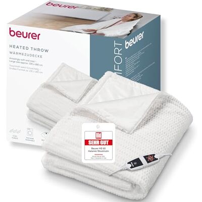 Beurer Heizdecke Helsinki , kuschelige Wärmedecke aus luxuriösem Obermaterial mit 6 Temperaturstufen, Heizdecke mit Abschaltautomatik und Sicherheitssystem, maschinenwaschbar bei 30 °C, creme-weiß Beurer Heizdecke Helsinki , kuschelige Wärmedecke aus luxuriösem Obermaterial mit 6 Temperaturstufen, Heizdecke mit Abschaltautomatik und Sicherheitssystem, maschinenwaschbar bei 30 °C, creme-weiß