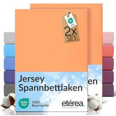 etérea Himmlische Qualität etérea Jersey 2er Set Spannbettlaken 200x220cm Pfirsich bis 25 cm Höhe 100% Baumwolle Spannbetttuch Oekotex Bed Sheets mit Rundumgummi Doppelpack Bettlaken 200x220 cm Peach etérea Himmlische Qualität etérea Jersey 2er Set Spannbettlaken 200x220cm Pfirsich bis 25 cm Höhe 100% Baumwolle Spannbetttuch Oekotex Bed Sheets mit Rundumgummi Doppelpack Bettlaken 200x220 cm Peach