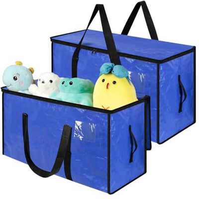 Romon Aufbewahrungstasche, 2 Stück 72L Extra große Plastiktasche mit Reißverschluss Umzugstaschen Handgriff, Wasserdichte Tragetasche Kleidertasche für Umzug Bettdecken Kleidung Bettwäsche, Blau Romon Aufbewahrungstasche, 2 Stück 72L Extra große Plastiktasche mit Reißverschluss Umzugstaschen Handgriff, Wasserdichte Tragetasche Kleidertasche für Umzug Bettdecken Kleidung Bettwäsche, Blau