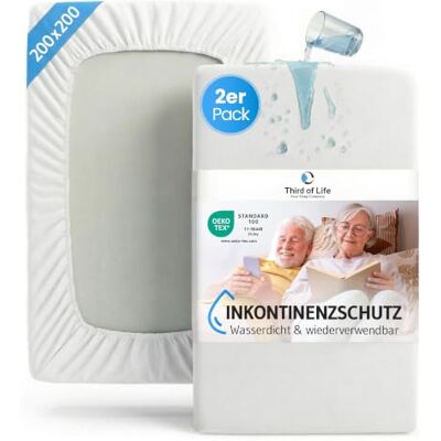 Third of Life Matratzenschoner 200x200 Doppelpack, wasserdicht geeignet bei Inkontinenz 90° waschbare Bettunterlage, atmungsaktiver Matratzenschutz für Senioren, Matratzenhülle 200 x 200 cm zum Schutz vor Milben Third of Life Matratzenschoner 200x200 Doppelpack, wasserdicht geeignet bei Inkontinenz 90° waschbare Bettunterlage, atmungsaktiver Matratzenschutz für Senioren, Matratzenhülle 200 x 200 cm zum Schutz vor Milben
