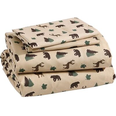 Beatrice Home Fashions How Plumb Aubrie Home Accents Gemütliche Hütte, 4-teiliges Bettwäsche-Set für Kingsize-Bett, Mikrofaser, mit tiefen Taschen, rustikales Patchwork, kariert, Hirsch, Braun/Hellbraun/Grün Beatrice Home Fashions How Plumb Aubrie Home Accents Gemütliche Hütte, 4-teiliges Bettwäsche-Set für Kingsize-Bett, Mikrofaser, mit tiefen Taschen, rustikales Patchwork, kariert, Hirsch, Braun/Hellbraun/Grün