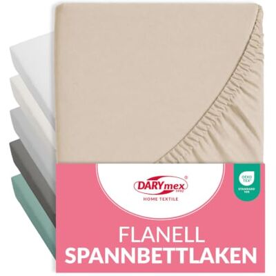 DARYmex Biber Spannbetttuch 200x220 cm, Flanell, Baumwolle, Hellbeige Flanell Spannbettlaken, warm und weich, Gummizug, Matratzen bis 20 cm Höhe, Schlafzimmer, Gästezimmer DARYmex Biber Spannbetttuch 200x220 cm, Flanell, Baumwolle, Hellbeige Flanell Spannbettlaken, warm und weich, Gummizug, Matratzen bis 20 cm Höhe, Schlafzimmer, Gästezimmer