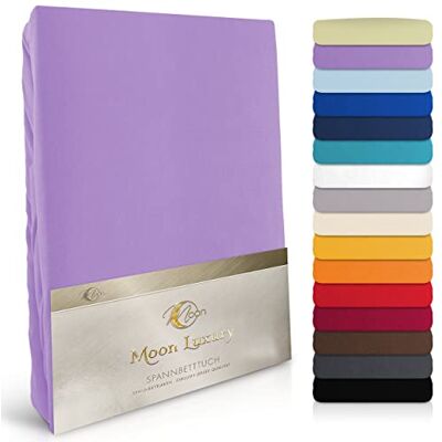 Moon -Luxury Spannbettlaken Spannbetttuch Jersey Stretch 230g/m² für Wasserbetten, Boxspringbetten und herkömmliche Matratzen (Flieder, 140x200-160x220) Moon -Luxury Spannbettlaken Spannbetttuch Jersey Stretch 230g/m² für Wasserbetten, Boxspringbetten und herkömmliche Matratzen (Flieder, 140x200-160x220)