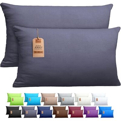 NatureMark 2er Set Jersey Kissenbezüge – Elastisch, weich, atmungsaktiv und hautfreundlich – Waschbare Kissenhülle 40x80 – Anthrazit Grau NatureMark 2er Set Jersey Kissenbezüge – Elastisch, weich, atmungsaktiv und hautfreundlich – Waschbare Kissenhülle 40x80 – Anthrazit Grau