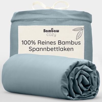 Bambaw Spannbettlaken Bambus 90x200cm, 35 cm Steghöhe, regulierendes und kühlendes Bettlaken, Bettwäsche für Allergiker, Sommer und Winter Spannbettlaken 90x200 cm, Bettlaken Bambus (Taubenblau) Bambaw Spannbettlaken Bambus 90x200cm, 35 cm Steghöhe, regulierendes und kühlendes Bettlaken, Bettwäsche für Allergiker, Sommer und Winter Spannbettlaken 90x200 cm, Bettlaken Bambus (Taubenblau)