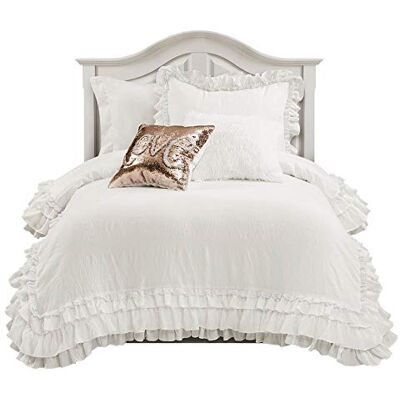 Lush Decor , Ella Schmusetuch im Shabby-Chic-Stil, mit Rüschen, Spitze, 2-teiliges Set, Weiß Lush Decor , Ella Schmusetuch im Shabby-Chic-Stil, mit Rüschen, Spitze, 2-teiliges Set, Weiß