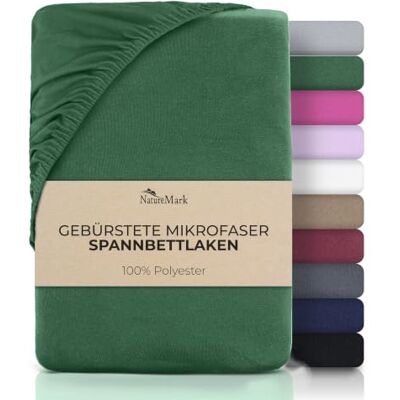NatureMark Mikrofaser Spannbettlaken – weich, atmungsaktiv und pflegeleicht – hautfreundlich, schnelltrocknend und formstabil 140x200 cm, Dunkel Grün NatureMark Mikrofaser Spannbettlaken – weich, atmungsaktiv und pflegeleicht – hautfreundlich, schnelltrocknend und formstabil 140x200 cm, Dunkel Grün