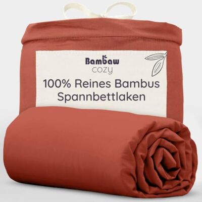 Bambaw Spannbettlaken Bambus 200x200 cm, 35cm Steghöhe, hautfreundliche Allergiker Bettwäsche, nachhaltige 100% Bambus Bettwäsche, Sommer und Winter Bettwäsche 200x200 cm (Terracotta) Bambaw Spannbettlaken Bambus 200x200 cm, 35cm Steghöhe, hautfreundliche Allergiker Bettwäsche, nachhaltige 100% Bambus Bettwäsche, Sommer und Winter Bettwäsche 200x200 cm (Terracotta)