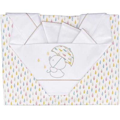 ANDY & HELEN Bettwäsche-Set für Kinderwagen, Bestickt, Spannbettlaken mit Gummibändern und Kissenbezug, Gelb ANDY & HELEN Bettwäsche-Set für Kinderwagen, Bestickt, Spannbettlaken mit Gummibändern und Kissenbezug, Gelb