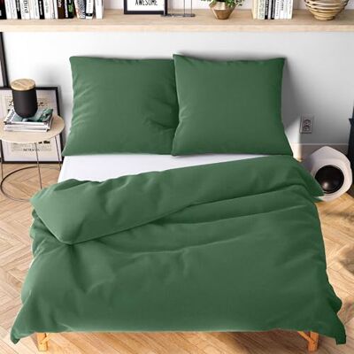 Wolkenfeld Mikrofaser Bettwäsche 200x200 cm – Kuschelig Weich, Bügelfrei & Doppelt Gebürstet – Oeko-TEX Bettwäsche-Sets – 1x Bettbezug 200x200 + 2X Kissenbezug 80x80 – Grun Wolkenfeld Mikrofaser Bettwäsche 200x200 cm – Kuschelig Weich, Bügelfrei & Doppelt Gebürstet – Oeko-TEX Bettwäsche-Sets – 1x Bettbezug 200x200 + 2X Kissenbezug 80x80 – Grun