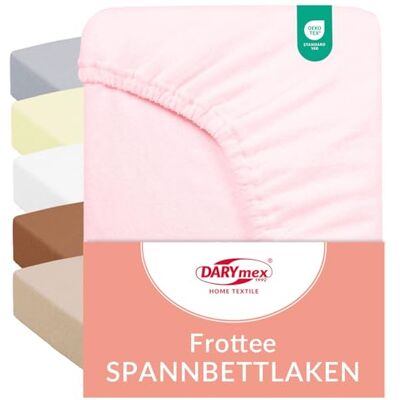 DARYmex Frottee Spannbettlaken 200x220 cm, Baumwolle, Puderrosa, bis 20 cm Elastisches Spannbetttuch mit Gummizug, 82% Baumwolle, Öko-Tex 100, Schlafzimmer, Gästezimmer DARYmex Frottee Spannbettlaken 200x220 cm, Baumwolle, Puderrosa, bis 20 cm Elastisches Spannbetttuch mit Gummizug, 82% Baumwolle, Öko-Tex 100, Schlafzimmer, Gästezimmer