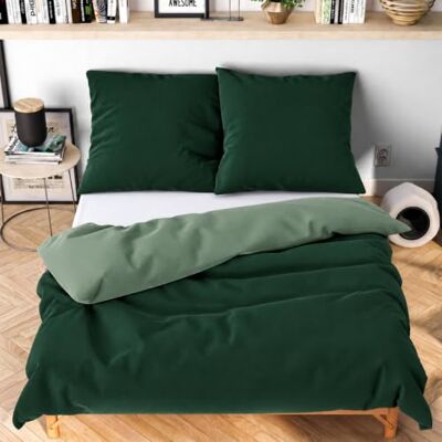 Wolkenfeld Mikrofaser Bettwäsche 135x200 cm – Kuschelig Weich, Bügelfrei & Doppelt Gebürstet – Oeko-TEX Bettwäsche-Sets – 2X Bettbezug 135x200 + 2X Kissenbezug 80x80 – Dunkelgrün/Salbeigrün Wolkenfeld Mikrofaser Bettwäsche 135x200 cm – Kuschelig Weich, Bügelfrei & Doppelt Gebürstet – Oeko-TEX Bettwäsche-Sets – 2X Bettbezug 135x200 + 2X Kissenbezug 80x80 – Dunkelgrün/Salbeigrün