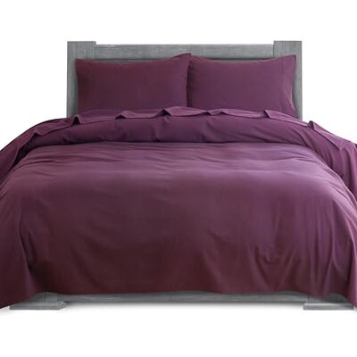 Elegant Comfort Weiches 4-teiliges Flanell-Bettwäsche-Set aus 100% türkischer Baumwolle, Premium-Qualität, tiefes Spannbetttuch, ultraweich, gemütlich, warm, Flanell-Bettlaken, Voll, Violett Elegant Comfort Weiches 4-teiliges Flanell-Bettwäsche-Set aus 100% türkischer Baumwolle, Premium-Qualität, tiefes Spannbetttuch, ultraweich, gemütlich, warm, Flanell-Bettlaken, Voll, Violett