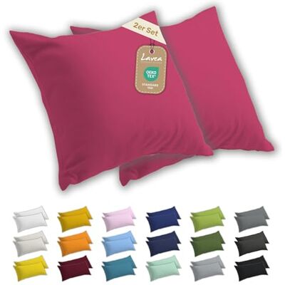 Lavea ® 2er Set Kissenbezug 50x50 Koralle 100% Baumwolle Jersey – Weiche Kissenhülle & Kopfkissenbezüge, OEKO-TEX® Standard Lavea ® 2er Set Kissenbezug 50x50 Koralle 100% Baumwolle Jersey – Weiche Kissenhülle & Kopfkissenbezüge, OEKO-TEX® Standard