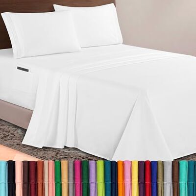 Elegant Comfort Luxuriöses 4-teiliges Bettlaken-Set, 1500 Premium-Mikrofaser in Hotelqualität, 45,7-61 cm tief, extra Tiefe Spannbettlaken, ultraweiche, 4-teilige Tiefe Spannbettlaken, Queensize, Elegant Comfort Luxuriöses 4-teiliges Bettlaken-Set, 1500 Premium-Mikrofaser in Hotelqualität, 45,7-61 cm tief, extra Tiefe Spannbettlaken, ultraweiche, 4-teilige Tiefe Spannbettlaken, Queensize,
