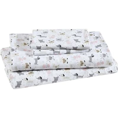 Beatrice Home Fashions Bedrucktes Mikrofaser-Bettwäsche-Set, weich, bequem, pflegeleicht, enthält 1 Spannbetttuch mit 30,5 cm tiefen Taschen, 1 Bettlaken, Kissenbezug, Kingsize, White Puppy Love Beatrice Home Fashions Bedrucktes Mikrofaser-Bettwäsche-Set, weich, bequem, pflegeleicht, enthält 1 Spannbetttuch mit 30,5 cm tiefen Taschen, 1 Bettlaken, Kissenbezug, Kingsize, White Puppy Love