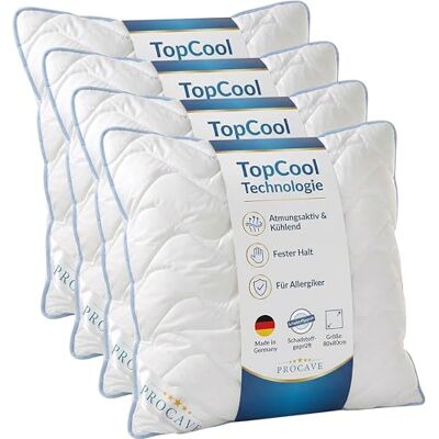 PROCAVE TopCool Kopfkissen Kochfest 80x80 cm (4er Set), Qualitäts-Stepp-Kissen, atmungsaktives Allergiker Kissen, Winter- und Sommer-Kissen 100% aus Deutschland PROCAVE TopCool Kopfkissen Kochfest 80x80 cm (4er Set), Qualitäts-Stepp-Kissen, atmungsaktives Allergiker Kissen, Winter- und Sommer-Kissen 100% aus Deutschland