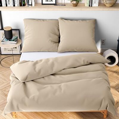 Wolkenfeld Mikrofaser Bettwäsche 155x200 cm – Kuschelig Weich, Bügelfrei & Doppelt Gebürstet – Oeko-TEX Bettwäsche-Sets – 1x Bettbezug 155x200 + 1x Kissenbezug 80x80 – Beige Wolkenfeld Mikrofaser Bettwäsche 155x200 cm – Kuschelig Weich, Bügelfrei & Doppelt Gebürstet – Oeko-TEX Bettwäsche-Sets – 1x Bettbezug 155x200 + 1x Kissenbezug 80x80 – Beige