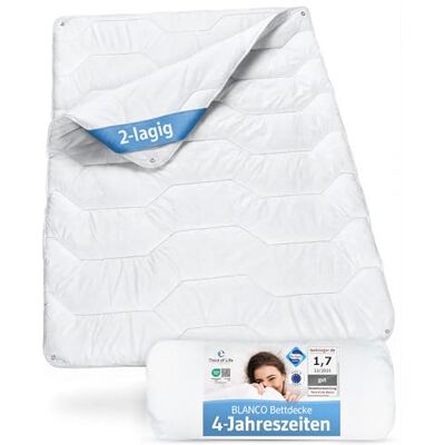 Third of Life 4-Jahreszeiten Bettdecke 200x200 cm, Flauschige Ganzjahresdecke mit 2 Lagen BLANCO Decke für Winter & Sommer, Ideale Hygiene für Allergiker, Feuchtigkeitsregulierend & atmungsaktiv, Blanket 200 x 200 Third of Life 4-Jahreszeiten Bettdecke 200x200 cm, Flauschige Ganzjahresdecke mit 2 Lagen BLANCO Decke für Winter & Sommer, Ideale Hygiene für Allergiker, Feuchtigkeitsregulierend & atmungsaktiv, Blanket 200 x 200