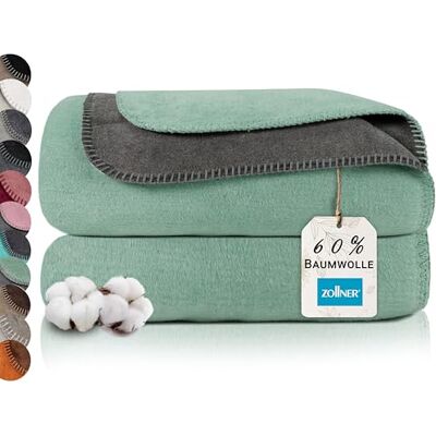 ZOLLNER Kuscheldecke zweifarbig in 150x200 cm kuschelige Sofadecke in grün waschbar bis 40°C langlebiges Mischgewebe Hotelwäschequalität Oeko Tex® Zertifiziert ZOLLNER Kuscheldecke zweifarbig in 150x200 cm kuschelige Sofadecke in grün waschbar bis 40°C langlebiges Mischgewebe Hotelwäschequalität Oeko Tex® Zertifiziert