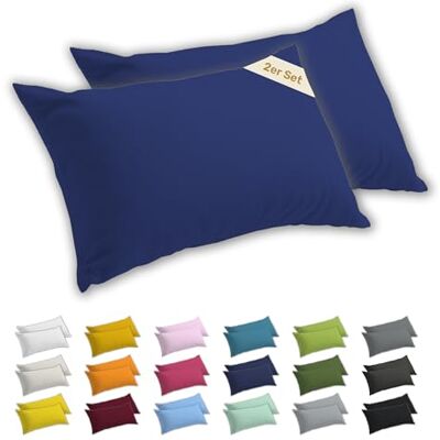 Lavea ® 2er Set Kissenbezug 50x70 Royalblau 100% Baumwolle Jersey – Weiche Kissenhülle & Kopfkissenbezüge, OEKO-TEX® Standard Lavea ® 2er Set Kissenbezug 50x70 Royalblau 100% Baumwolle Jersey – Weiche Kissenhülle & Kopfkissenbezüge, OEKO-TEX® Standard