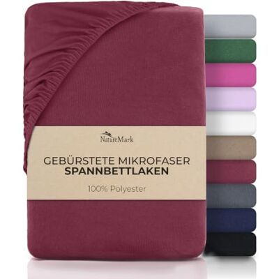 NatureMark Mikrofaser Spannbettlaken – weich, atmungsaktiv und pflegeleicht – hautfreundlich, schnelltrocknend und formstabil 140x200 cm, Bordeaux rot NatureMark Mikrofaser Spannbettlaken – weich, atmungsaktiv und pflegeleicht – hautfreundlich, schnelltrocknend und formstabil 140x200 cm, Bordeaux rot