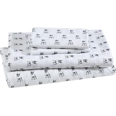 Beatrice Home Fashions Bedrucktes Mikrofaser-Bettwäsche-Set, weich, bequem, pflegeleicht, enthält 1 Spannbetttuch mit 30,5 cm tiefen Taschen, 1 Bettlaken, Kissenbezug, Kingsize, weiße Bulldoggen Beatrice Home Fashions Bedrucktes Mikrofaser-Bettwäsche-Set, weich, bequem, pflegeleicht, enthält 1 Spannbetttuch mit 30,5 cm tiefen Taschen, 1 Bettlaken, Kissenbezug, Kingsize, weiße Bulldoggen