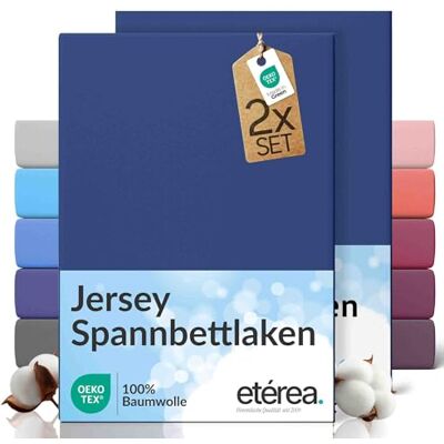 etérea Himmlische Qualität etérea Jersey 2er Set Spannbettlaken 200x220cm Marine bis 25 cm Höhe 100% Baumwolle Spannbetttuch Oekotex Bed Sheets mit Rundumgummi Doppelpack Bettlaken 200x220 cm Blau etérea Himmlische Qualität etérea Jersey 2er Set Spannbettlaken 200x220cm Marine bis 25 cm Höhe 100% Baumwolle Spannbetttuch Oekotex Bed Sheets mit Rundumgummi Doppelpack Bettlaken 200x220 cm Blau