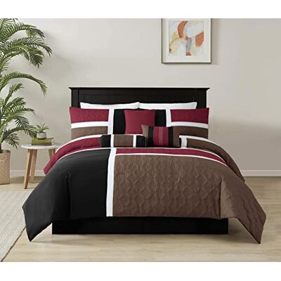 Chezmoi Collection Upland Patchwork-Bettwäsche-Set, gesteppt, 7-teilig, Burgunderrot/Schwarz/Braun Chezmoi Collection Upland Patchwork-Bettwäsche-Set, gesteppt, 7-teilig, Burgunderrot/Schwarz/Braun