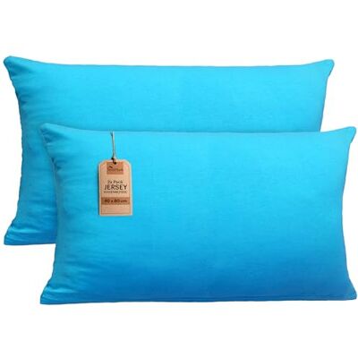 NatureMark 2er Set Jersey Kissenbezüge – Elastisch, weich, atmungsaktiv und hautfreundlich – Waschbare Kissenhülle 40x80 – Türkis NatureMark 2er Set Jersey Kissenbezüge – Elastisch, weich, atmungsaktiv und hautfreundlich – Waschbare Kissenhülle 40x80 – Türkis