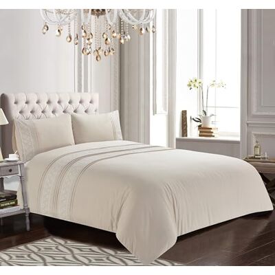 Rapport home Charlotte Besticktes Bettbezug-Set, Elegante, weiche beige Bettwäsche mit zarter Blumenstickerei, luxuriöser pflegeleichter Bettbezug und Kissenbezüge (King-Size) Rapport home Charlotte Besticktes Bettbezug-Set, Elegante, weiche beige Bettwäsche mit zarter Blumenstickerei, luxuriöser pflegeleichter Bettbezug und Kissenbezüge (King-Size)