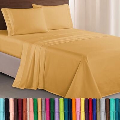Elegant Comfort Luxuriöses 1500 Premium-Bettwäsche-Set aus Mikrofaser in Hotelqualität, dreireihig Bestickt, weichstes 4-teiliges Bettlaken-Set, Knitter- und lichtbeständig, Twin/Twin XL, Kamel-Gold Elegant Comfort Luxuriöses 1500 Premium-Bettwäsche-Set aus Mikrofaser in Hotelqualität, dreireihig Bestickt, weichstes 4-teiliges Bettlaken-Set, Knitter- und lichtbeständig, Twin/Twin XL, Kamel-Gold