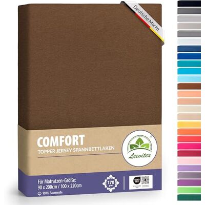 leevitex Premium Topper Boxspringbett Spannbettlaken 100% Mako-Jersey-Baumwolle ÖKO-TEX 170g/m² 90 x 200-100 x 220 Schokobraun/Dunkelbraun 18 cm Steg leevitex Premium Topper Boxspringbett Spannbettlaken 100% Mako-Jersey-Baumwolle ÖKO-TEX 170g/m² 90 x 200-100 x 220 Schokobraun/Dunkelbraun 18 cm Steg