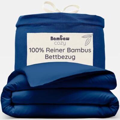 Bambaw Bambus Deckenbezug 135x200 cm, Anti Milben Bettbezug, kuschelige Bettwäsche aus 100% Bambusfasern, kühlende und atmungsaktive Bettwäsche (Marineblau) Bambaw Bambus Deckenbezug 135x200 cm, Anti Milben Bettbezug, kuschelige Bettwäsche aus 100% Bambusfasern, kühlende und atmungsaktive Bettwäsche (Marineblau)