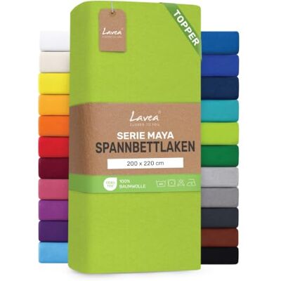 Lavea ® Topper Spannbettlaken 200x220 cm Apfelgrün Maya 100% Jersey Baumwolle – Weiches Spannbetttuch Topper bis 10 cm, atmungsaktives Bettlaken, formstabil & pflegeleicht Lavea ® Topper Spannbettlaken 200x220 cm Apfelgrün Maya 100% Jersey Baumwolle – Weiches Spannbetttuch Topper bis 10 cm, atmungsaktives Bettlaken, formstabil & pflegeleicht