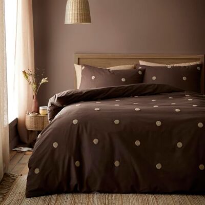 Appletree Boutique Dot Garden Schokoladen-Bettwäsche-Set, Super-King-Size-Bett, gepunktet, atmungsaktive Baumwolle, enthält 1 Bettbezug (260 x 220 cm) und 2 Kissenbezüge, Schokoladen-Punkte Appletree Boutique Dot Garden Schokoladen-Bettwäsche-Set, Super-King-Size-Bett, gepunktet, atmungsaktive Baumwolle, enthält 1 Bettbezug (260 x 220 cm) und 2 Kissenbezüge, Schokoladen-Punkte