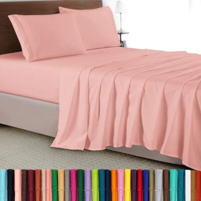 Elegant Comfort 4-Piece Bed Sheet Set-Luxury Bedding 1500 Thread Count Egyptian Quality Falten-und lichtbeständig, kühl und atmungsaktiv, leicht elastisch, Mikrofaser, Dusty Rose, Queen Elegant Comfort 4-Piece Bed Sheet Set-Luxury Bedding 1500 Thread Count Egyptian Quality Falten-und lichtbeständig, kühl und atmungsaktiv, leicht elastisch, Mikrofaser, Dusty Rose, Queen
