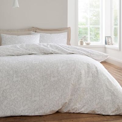 Bianca Woodland Wende-Bettwäsche-Set mit Kissenbezügen, Baumwolle, Fadenzahl 200, für Super-Kingsize-Bett, Natur Bianca Woodland Wende-Bettwäsche-Set mit Kissenbezügen, Baumwolle, Fadenzahl 200, für Super-Kingsize-Bett, Natur