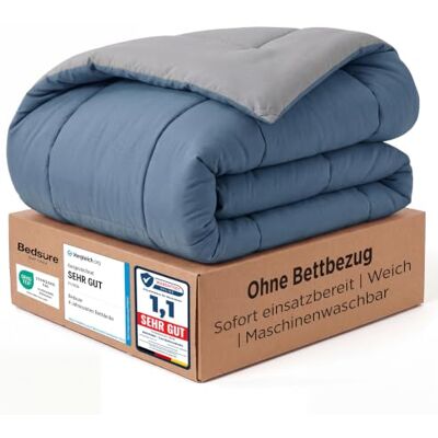 BEDSURE Bettdecke Ohne Bezug 155x220 Bettdecke mit Integriertem Bezug Bettdecke 155x220 für Allergiker Waschbare 4 Jahreszeiten Bettdecken Oeko Ganzjahresdecke Warm & Gemütlich, Kapitänsblau/Grau BEDSURE Bettdecke Ohne Bezug 155x220 Bettdecke mit Integriertem Bezug Bettdecke 155x220 für Allergiker Waschbare 4 Jahreszeiten Bettdecken Oeko Ganzjahresdecke Warm & Gemütlich, Kapitänsblau/Grau