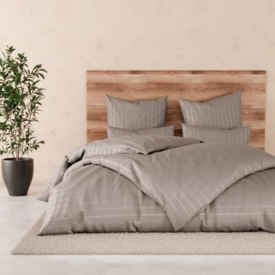 Pure Satin Kissenbezug 2x40x80 gestreift Taupe 100% Baumwolle & Oeko-TEX Zertifiziert Elegante und angenehm Pure Satin Kissenbezug 2x40x80 gestreift Taupe 100% Baumwolle & Oeko-TEX Zertifiziert Elegante und angenehm