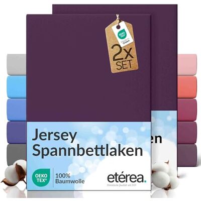 etérea Himmlische Qualität etérea Jersey 2er Set Spannbettlaken 200x220cm Pflaume bis 25 cm Höhe 100% Baumwolle Spannbetttuch Oekotex Bed Sheets mit Rundumgummi Doppelpack Bettlaken 200x220 cm Lila etérea Himmlische Qualität etérea Jersey 2er Set Spannbettlaken 200x220cm Pflaume bis 25 cm Höhe 100% Baumwolle Spannbetttuch Oekotex Bed Sheets mit Rundumgummi Doppelpack Bettlaken 200x220 cm Lila